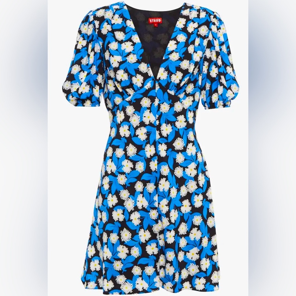 🆕🔖 Staud ✨ Mini Milla Dress ✨White Acid Floral Print ✨ Size 14 ✨ NWT!!